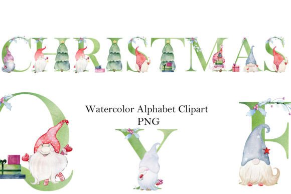 Christmas Alphabet with Gnomes Illustrations