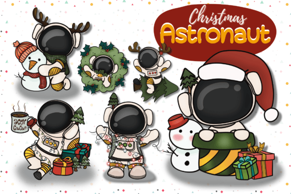 Christmas Astronaut Clipart for Modern Illustrations