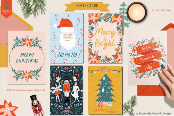 Christmas Card Set Printable Illustrations