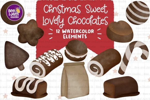 Christmas Chocolate Lover Watercolor PNG for Illustrations