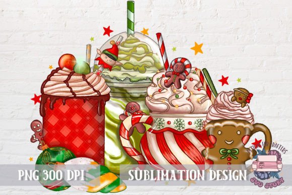 Christmas Coffee Gingerbread Mans PNG Illustrations