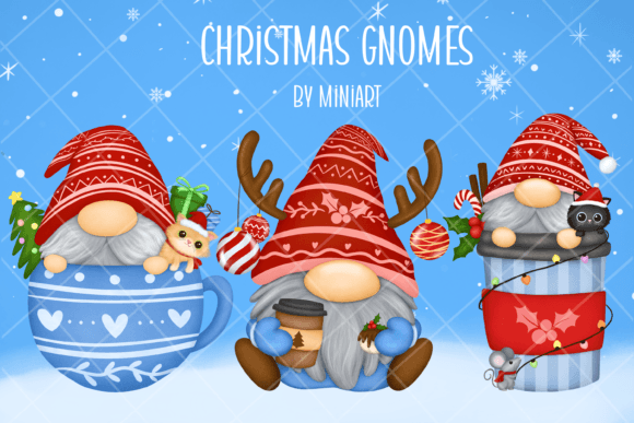 Christmas Gnome Cat Sublimation Clipart for Handmade Creations
