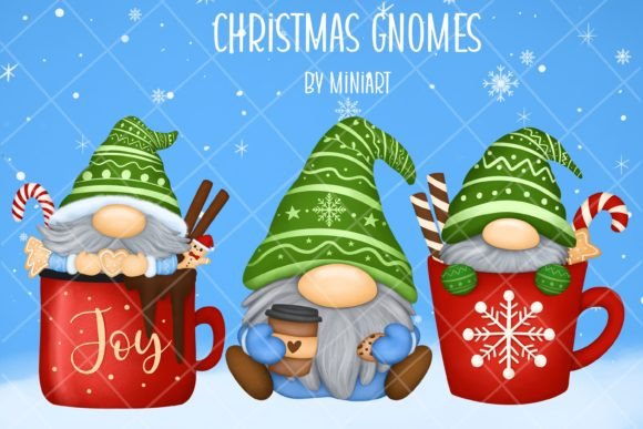 Christmas Gnomes Sublimation Clipart PNG for Brand Illustrations