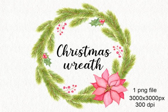 Christmas Poinsettia Wreath Png - A Festive Illustration for Branding