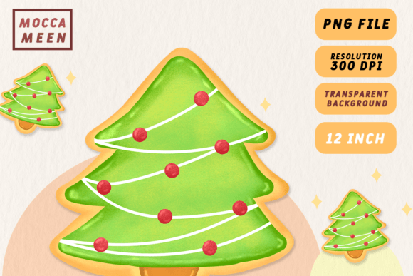 Christmas Tree Cookie Icing Illustration for Branding