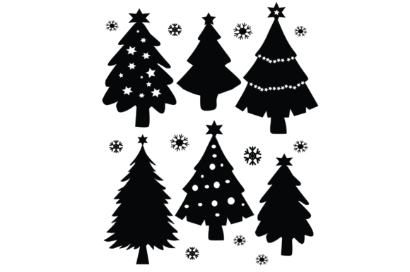 Christmas Tree Silhouette Set for Illustrations
