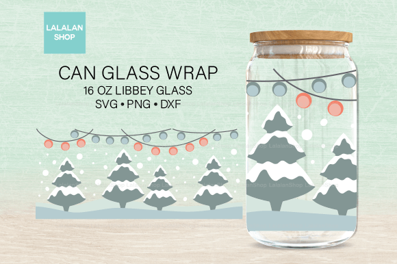 Christmas Trees Wrap for Libbey 16 Oz Illustrations
