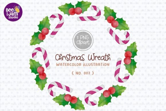 Christmas Wreath Watercolor PNG-007 Review for Illustrations