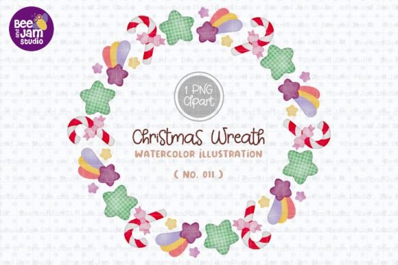 Christmas Wreath Watercolor PNG-011 for Branding and Packaging