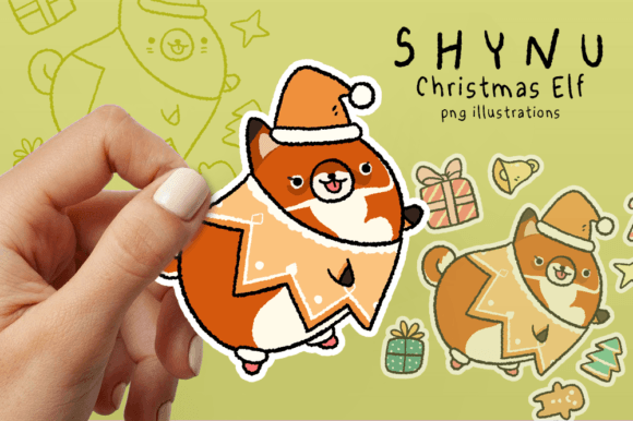 Elf Gnome Fox Christmas Xmas Candy Cane Illustrations
