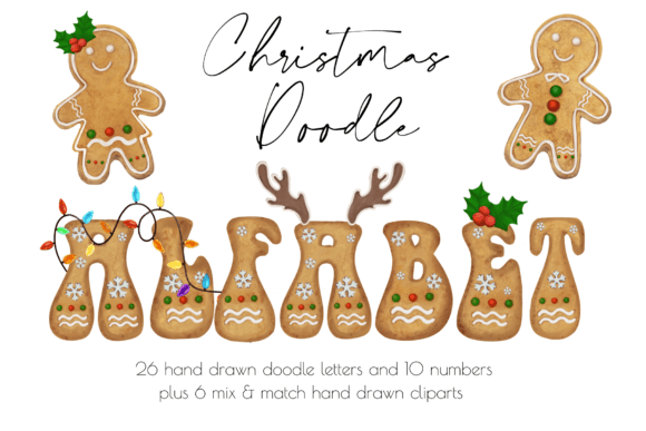 Gingerbread Christmas Doodle Alphabet Review for Illustrations