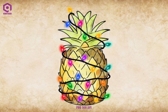 Pineapple Christmas Tree Lights Illustration