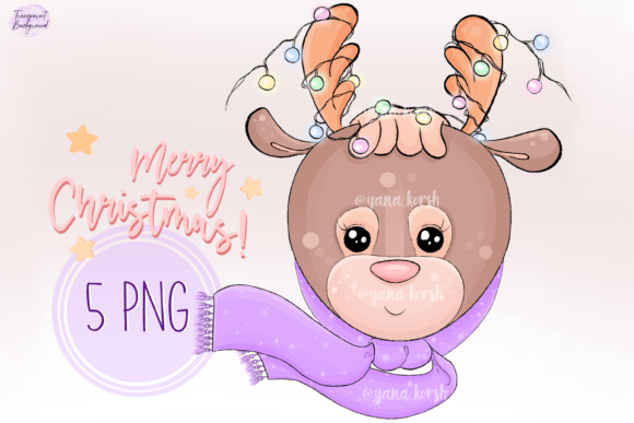 Reindeer Clipart, Christmas Lights Png for Illustrations
