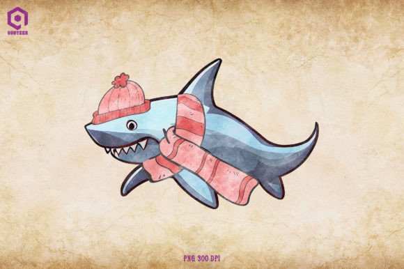Shark Cozy Christmas Illustrations