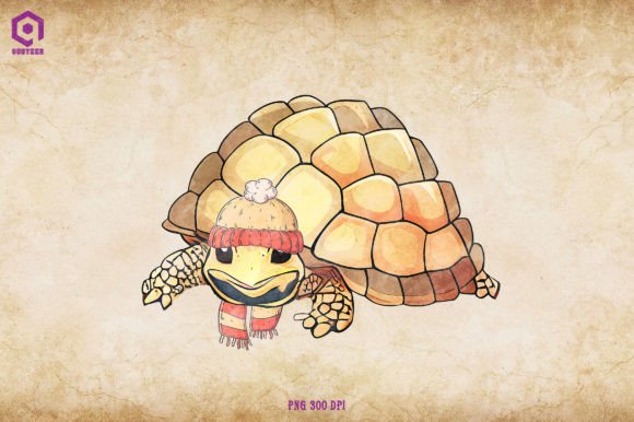Turtle Cozy Christmas Illustrations