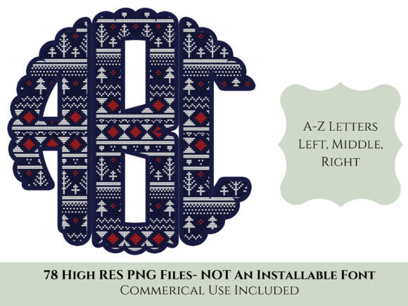 Ugly Christmas Sweater Circle Monogram Illustration