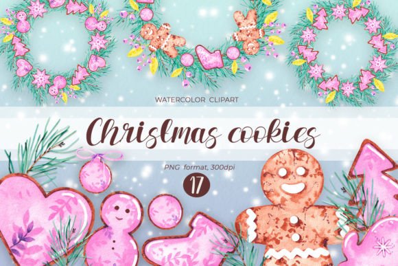 Watercolor Christmas Cookies PNG for Local Branding