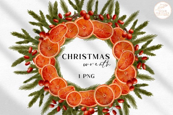Watercolor Winter Christmas Wreath PNG Review